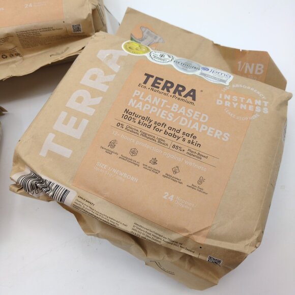 3 Packs Terra Plant-Based Newborn Diapers Size 1‎ | 24 Count Each | Eco-Friendly - Picture 2 of 12